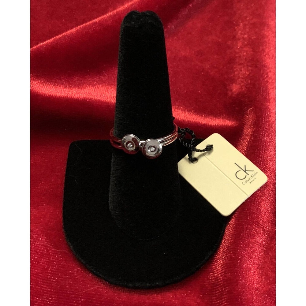 CALVIN KLEIN Women’s Stainless Steel Silver-Toned Precious Ring Set SIZE 6 NIB
